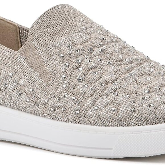 Shoes - Women's Sneakers Gold Textile Size 9 Cushioned Insole Breathable Flats